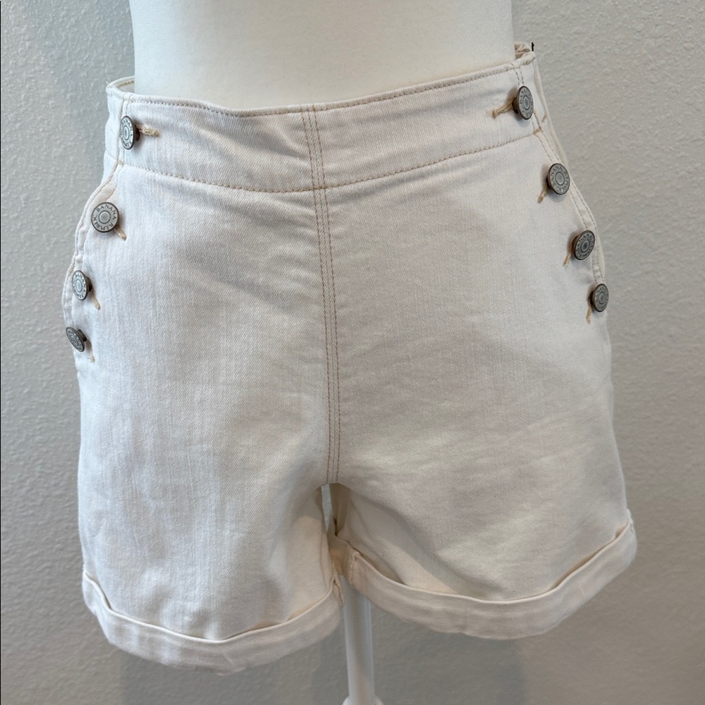 Banana Republic Cream High-Waist Sailor Button Shorts